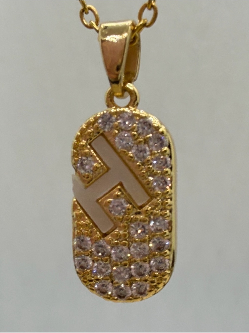 Gold-Tone Initial H Pendant Necklace with Clear Crystals